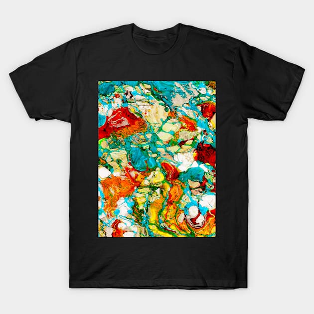 abstract marble fluid art vibrant design T-Shirt by FLOWING COLORS